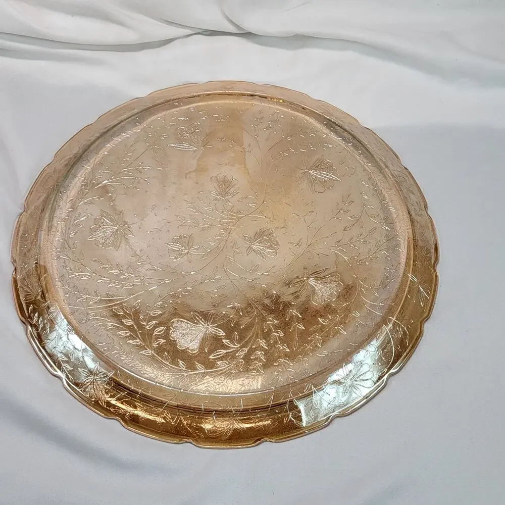 Jeannette Glass Peach Amber Plate 11